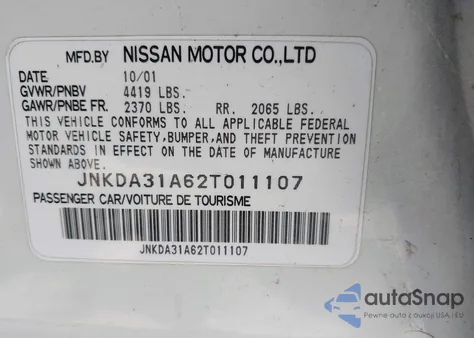 2002 Infiniti I35 Luxury from USA, damaged, VIN JNKDA31A62T011107